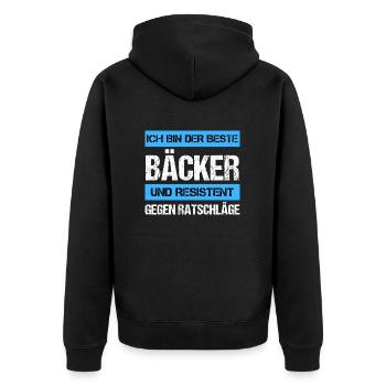 Resistant Baker - Unisex Premium Organic Zip Hoodie - black - Back - Nico (187cm)