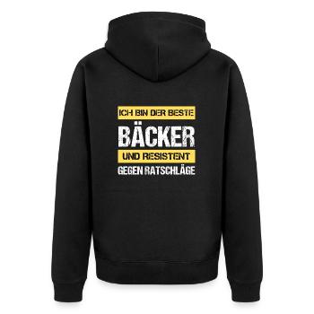 Resistant Baker - Unisex Premium Organic Zip Hoodie - black - Back - Nico (187cm)