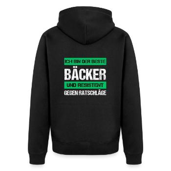Resistant Baker - Unisex Premium Organic Zip Hoodie - black - Back - Nico (187cm)