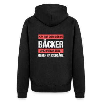 Resistant Baker - Unisex Premium Organic Zip Hoodie - black - Back - Nico (187cm)