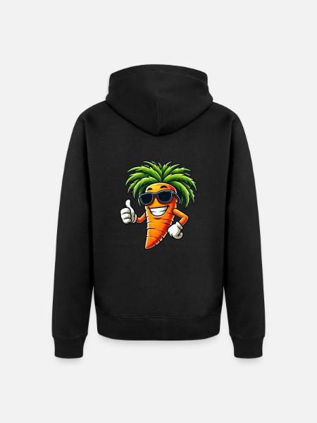 Coole Karotte mit Sonnenbrille und Daumen hoch - Premium økologisk unisex-hættejakke - sort