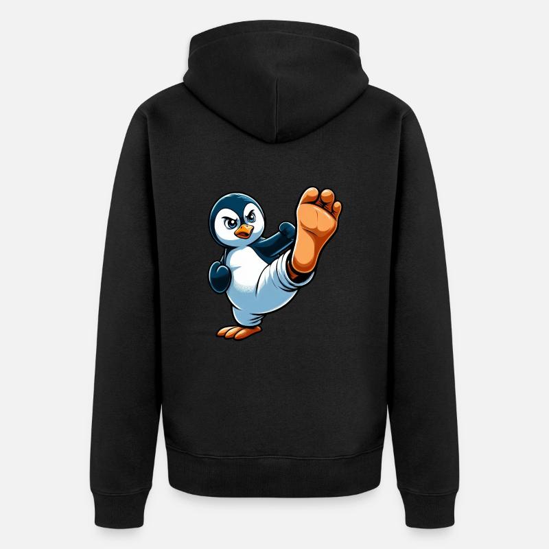 Penguin Karaté Arts Martiaux Athlétique - Veste à capuche bio Premium Unisexe - noir