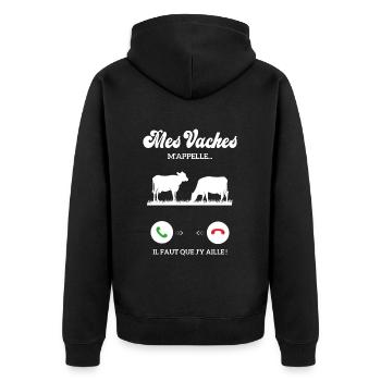 Dicton Drôle De Vache Agriculteur Mes Vaches - Veste à capuche bio Premium Unisexe - noir - Dos - Nico (187cm)