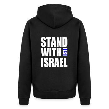 Stand with israel - Unisex Premium Bio Zip Hoodie - Schwarz - Hinten - Nico (187cm)