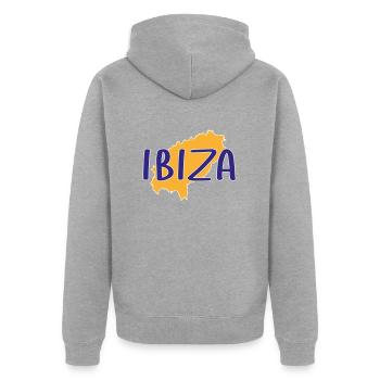 Ibiza - Veste à capuche bio Premium Unisexe - gris chiné - Dos - Nico (187cm)