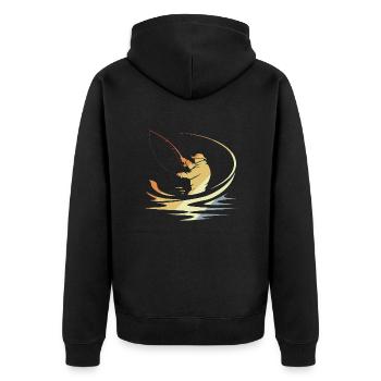 Fishing Sketch Retro - Unisex Premium Organic Zip Hoodie - black - Back - Nico (187cm)