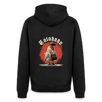Talahon - Talahuhn - Unisex Premium Bio Zip Hoodie - Schwarz - Hinten - Nico (187cm)