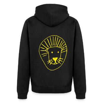 LOEWE yellow - Unisex Premium Bio Zip Hoodie - Schwarz - Hinten - Nico (187cm)
