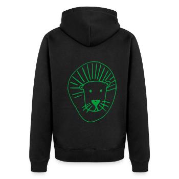 LOEWE green - Unisex Premium Bio Zip Hoodie - Schwarz - Hinten - Nico (187cm)