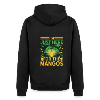 I'm Just Here For The Mangos Funny Fruit Lover - Unisex Premium Bio Zip Hoodie - Schwarz - Hinten - Nico (187cm)