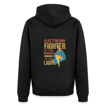 Electrician Fighter Funny Eletrical Engineer - Unisex Premium Organic Zip Hoodie - black - Back - Nico (187cm)