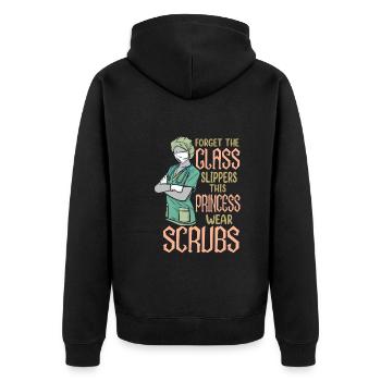 This Nurse Wears Scrubs Funny Nursing Medical - Unisex Premium Organic Zip Hoodie - black - Back - Nico (187cm)