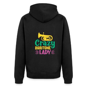 Crazy Baritone Lady - Unisex Premium Organic Zip Hoodie - black - Back - Nico (187cm)