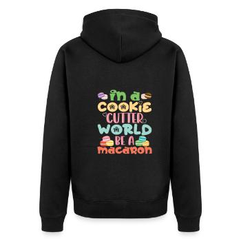 Be A Macaron Funny Dessert Food Cookie - Unisex Premium Bio Zip Hoodie - Schwarz - Hinten - Nico (187cm)