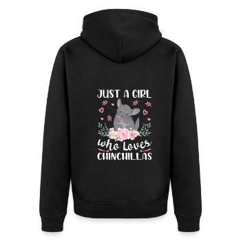 Juste une fille qui aime les chinchillas - Veste à capuche bio Premium Unisexe - noir - Dos - Nico (187cm)