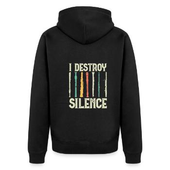 I Destroy Silence Drôle flûte flûtiste - Veste à capuche bio Premium Unisexe - noir - Dos - Nico (187cm)