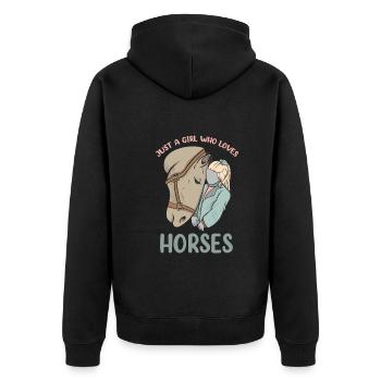 Just A Girl Who Loves Horses Funny Horse Lover - Unisex Premium Bio Zip Hoodie - Schwarz - Hinten - Nico (187cm)