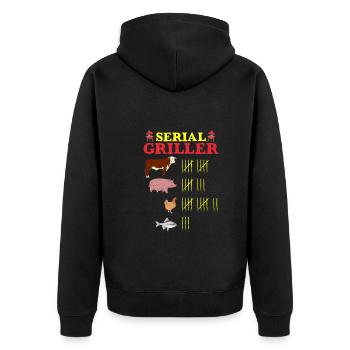 Serial Griller Funny BBQ Grilling Father - Unisex Premium Bio Zip Hoodie - Schwarz - Hinten - Nico (187cm)
