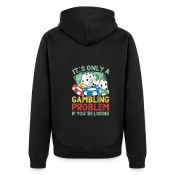 Funny Gambling Problem Casino Poker - Unisex Premium Organic Zip Hoodie - black - Back - Nico (187cm)