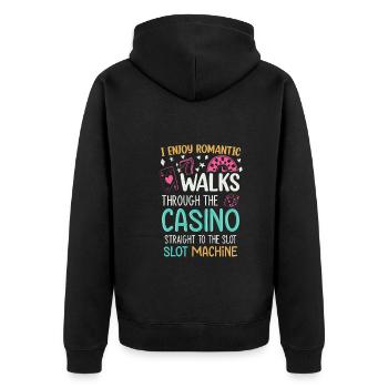 Funny Casino Slot Machine Gambling - Unisex Premium Organic Zip Hoodie - black - Back - Nico (187cm)