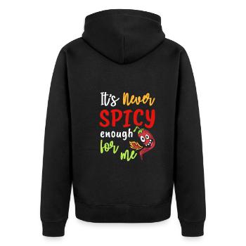Never To Spicy For Me Funny Chilli Pepper - Unisex Premium Organic Zip Hoodie - black - Back - Nico (187cm)