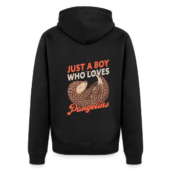 Just A Boy Who Loves Pangolins Funny Animal - Unisex Premium Bio Zip Hoodie - Schwarz - Hinten - Nico (187cm)