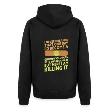 Grumpy Old Man Who Smokes Cigars Funny Cigar - Unisex Premium Bio Zip Hoodie - Schwarz - Hinten - Nico (187cm)