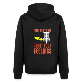 Funny Disc Golf Player Quote Disc Golfing - Unisex Premium Bio Zip Hoodie - Schwarz - Hinten - Nico (187cm)