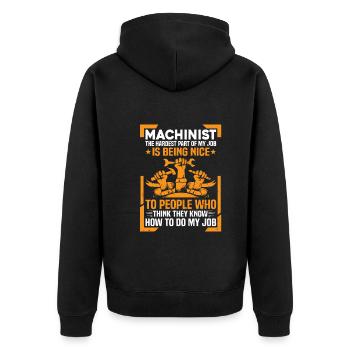 Funny Machinist Saying Machine Operator Sarcastic - Unisex Premium Bio Zip Hoodie - Schwarz - Hinten - Nico (187cm)