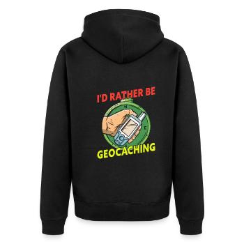 I'd Rather Be Geocaching Geocacher - Unisex Premium Organic Zip Hoodie - black - Back - Nico (187cm)