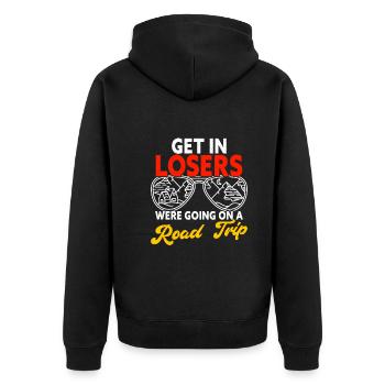 Get In Losers Were Going On A Road Trip Family - Unisex Premium Organic Zip Hoodie - black - Back - Nico (187cm)