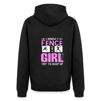 I Fence Like A Girl Fencer Funny Fencing - Unisex Premium Bio Zip Hoodie - Schwarz - Hinten - Nico (187cm)