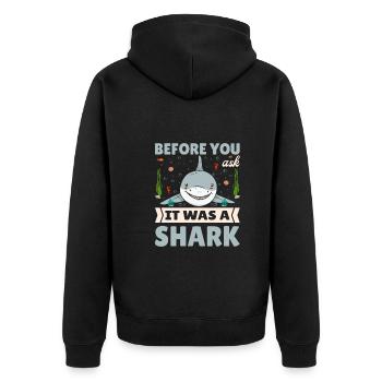 It Was A Shark Funny Amputee Prosthetic Surgery - Unisex Premium Organic Zip Hoodie - black - Back - Nico (187cm)