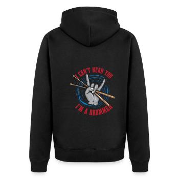 Je ne peux pas t’entendre, je suis un batteur drôle de batterie - Veste à capuche bio Premium Unisexe - noir - Dos - Nico (187cm)