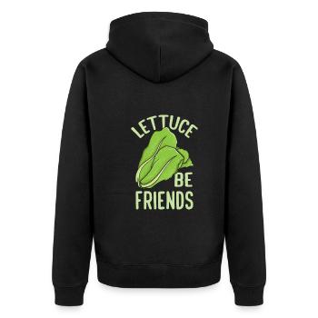 Lettuce Be Friends Funny Vegan Vegetarian Green - Unisex Premium Bio Zip Hoodie - Schwarz - Hinten - Nico (187cm)