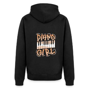 Piano Girl Piano Player - Unisex Premium Bio Zip Hoodie - Schwarz - Hinten - Nico (187cm)