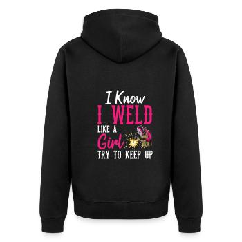 Je sais que je soude comme une fille drôle de soudeur soudeur - Veste à capuche bio Premium Unisexe - noir - Dos - Nico (187cm)