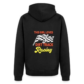 This Girl Loves Dirt Track Racing - Unisex Premium Organic Zip Hoodie - black - Back - Nico (187cm)