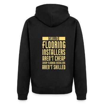 Funny Flooring Installer Quote - Unisex Premium Bio Zip Hoodie - Schwarz - Hinten - Nico (187cm)