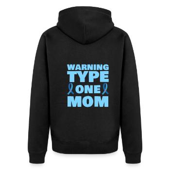 Warning Type One Mom Diabetes Type 1 Mother - Unisex Premium Bio Zip Hoodie - Schwarz - Hinten - Nico (187cm)