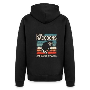 J’aime les ratons laveurs et peut-être 3 personnes drôles de raton laveur - Veste à capuche bio Premium Unisexe - noir - Dos - Nico (187cm)