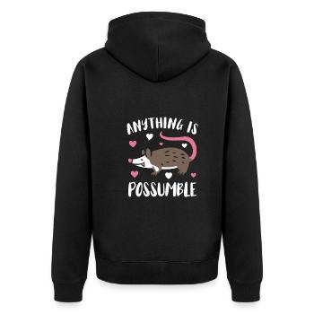 Possum Anything Is Possumble Funny Opossum Pun - Unisex Premium Bio Zip Hoodie - Schwarz - Hinten - Nico (187cm)