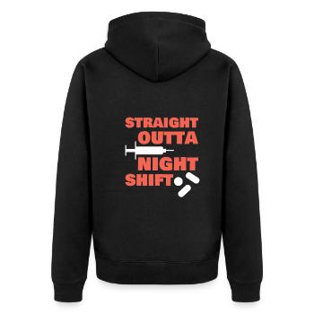Straight Outta Night Shift ER Infirmière Médecin Soins Infirmiers - Veste à capuche bio Premium Unisexe - noir - Dos - Nico (187cm)