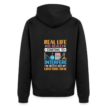 Funny Crafting Saying Crafter - Unisex Premium Organic Zip Hoodie - black - Back - Nico (187cm)
