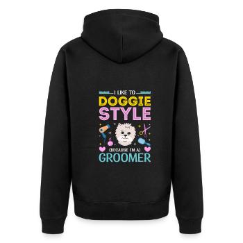 I Like To Doggie Style Funny Dog Groomer - Unisex Premium Bio Zip Hoodie - Schwarz - Hinten - Nico (187cm)