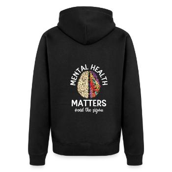 Mental Health Matters Mental Awareness - Unisex Premium Bio Zip Hoodie - Schwarz - Hinten - Nico (187cm)