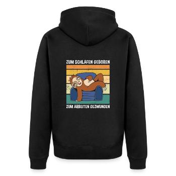 Zum Arbeiten Gezwungen Süßes Faultier - Unisex Premium Bio Zip Hoodie - Schwarz - Hinten - Nico (187cm)