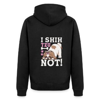 I Shih Tzu Not Funny Shih Tzu Dog Owner - Unisex Premium Bio Zip Hoodie - Schwarz - Hinten - Nico (187cm)