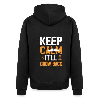 Keep Calm It'll Grow Back Funny Hairdresser Barber - Unisex Premium Organic Zip Hoodie - black - Back - Nico (187cm)