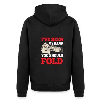 J’ai vu ma main que tu devrais plier drôle poker - Veste à capuche bio Premium Unisexe - noir - Dos - Nico (187cm)